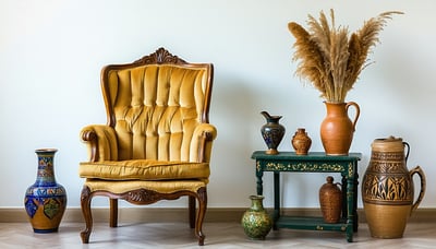 Antique armchair and decorative items from Europe Antique armchair and decorative items from Europe